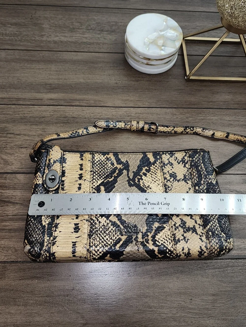 Coach Leather Clutch Crossbody - Black & Tan